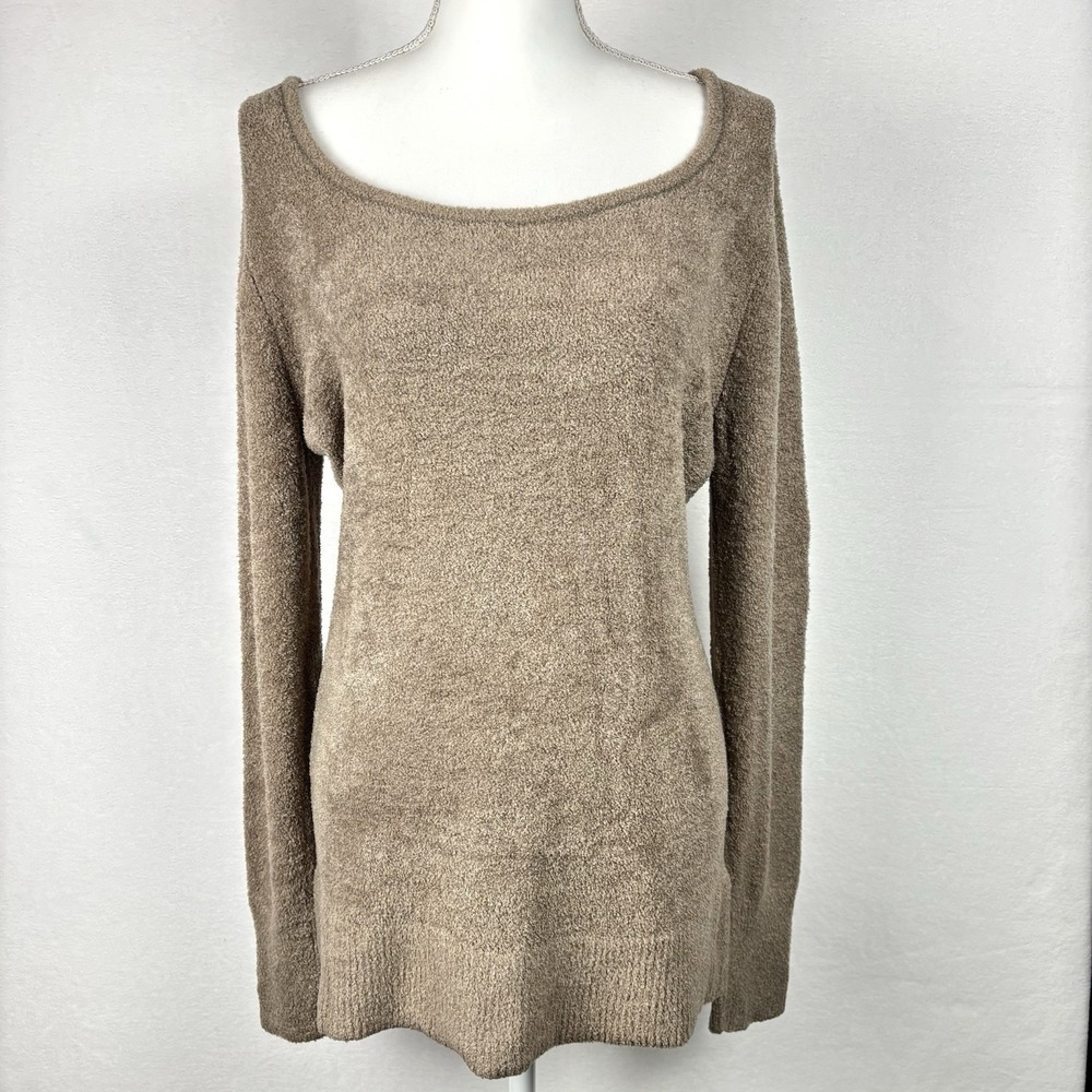 Soft Surroundings Tan Beige Long Sleeve Tunic Sweater Round Neck 24405 Womens M
